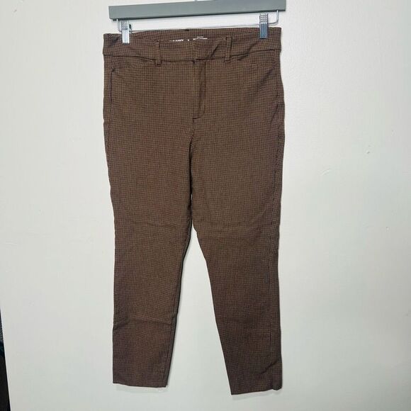 Old Navy High Rise Pixie Skinny Pants Gold Brown Houndstooth Sz 8 - Picture 1 of 10